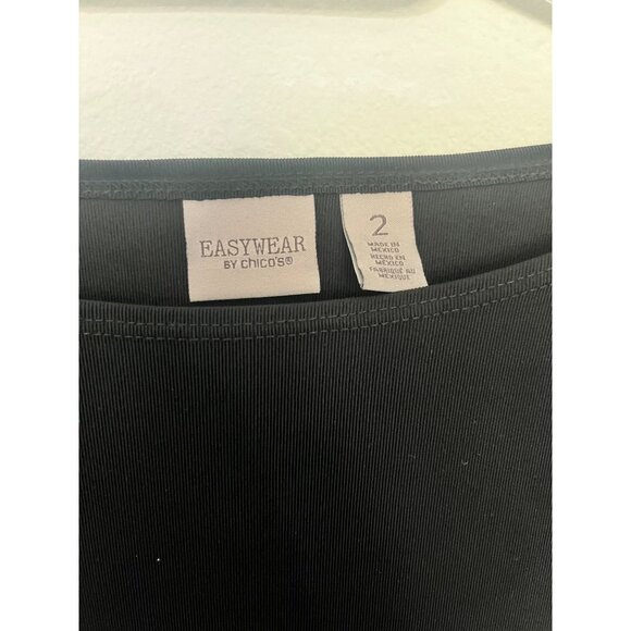 Chico's Easywear Womens Colorblock Top Black Bronze Stretch Top Sz XL - Picture 4 of 8